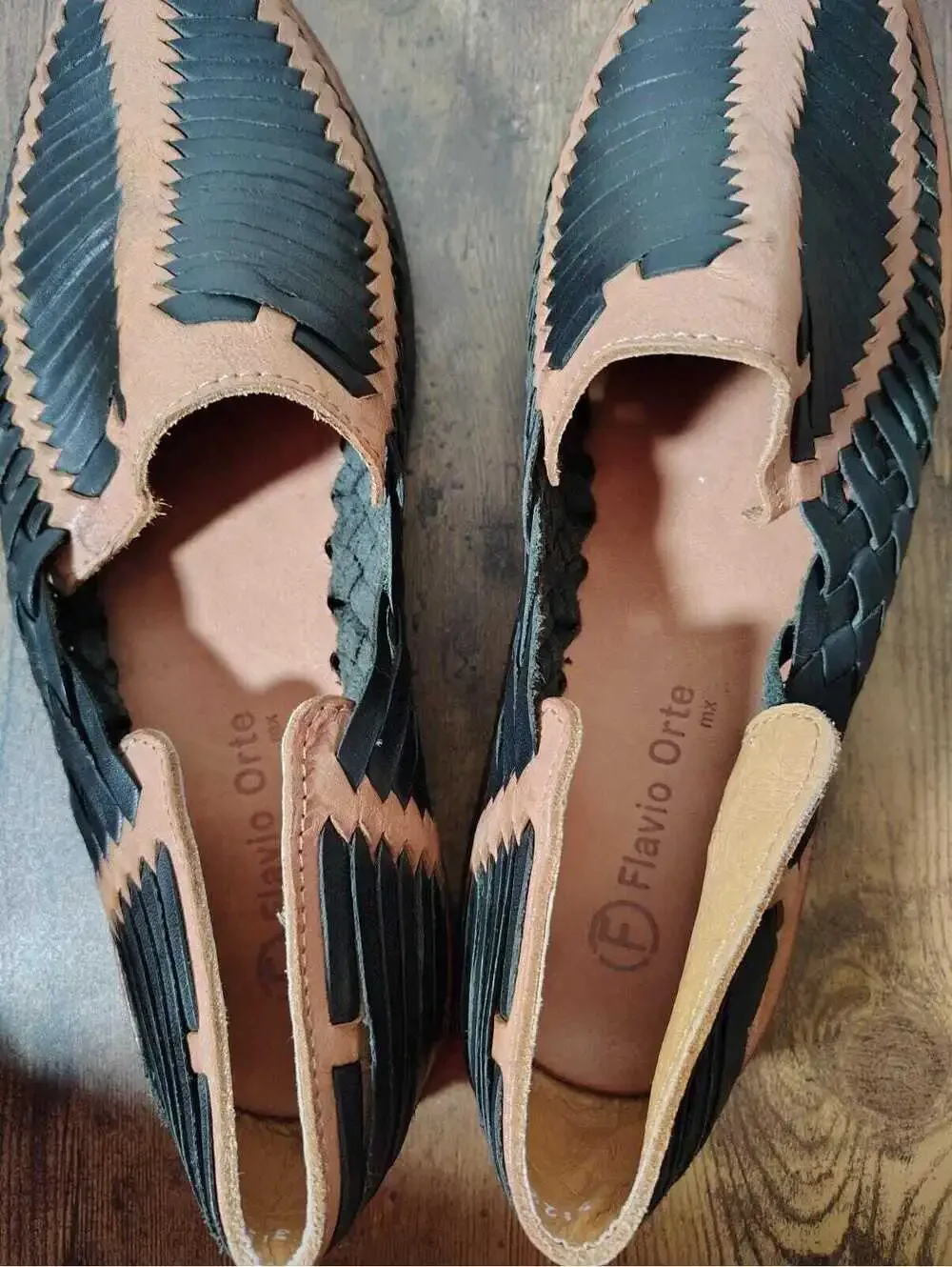 Mexican Men Huaraches Brown Black Flavio Orte Mexico Sz 14 (12 in) Boho Slip on